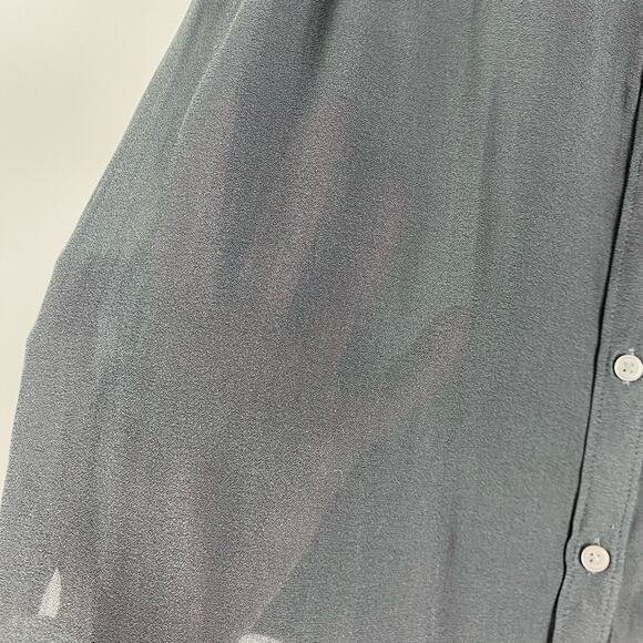 Loft Sheer Ruffle Banded Collar Gray Blouse Womens Size XS - Picture 11 of 11